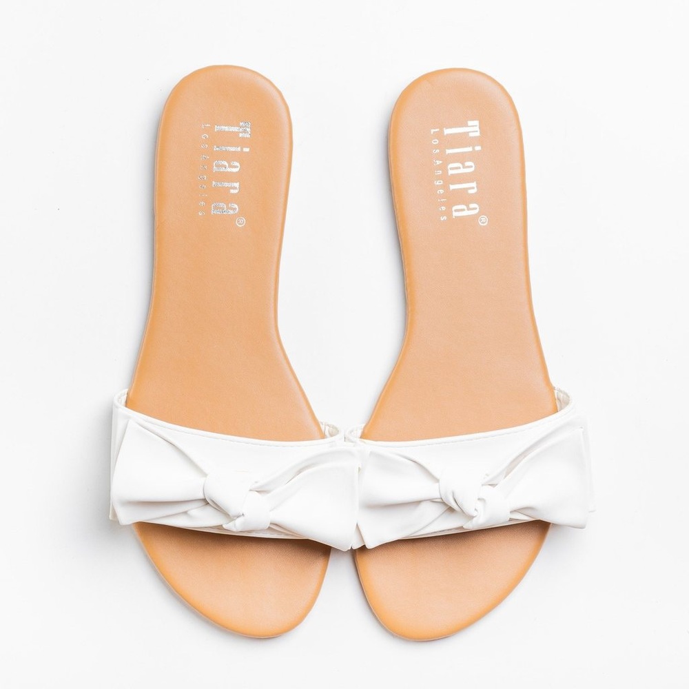 White Bow Sandal Slides Flip Flops
